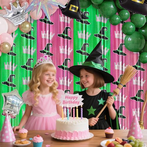 2 Pack Witch Foil Fringe Curtains Backdrop Halloween Party Decorations - 6.6 x 6.6 ft