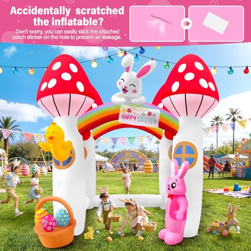 10FT Easter Bunny Inflatable Archway with Lights for Outdoor Decor