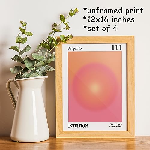 Angel Numbers Wall Art Prints Set of 3 - Spiritual Bedroom Decor 12x16 Inches