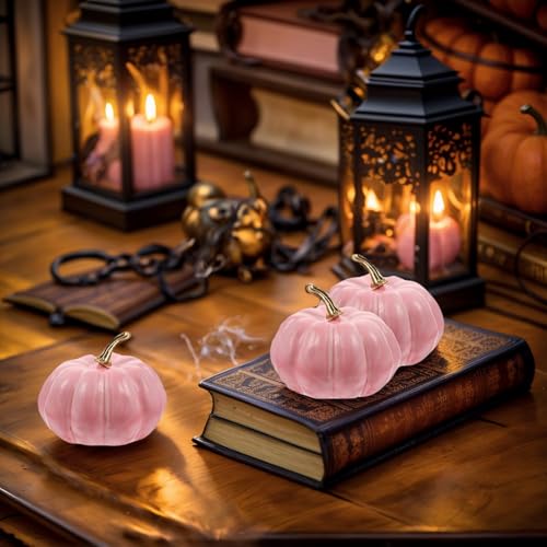 Pink Foam Pumpkins Set - 8 Small Fall Halloween Thanksgiving Decor