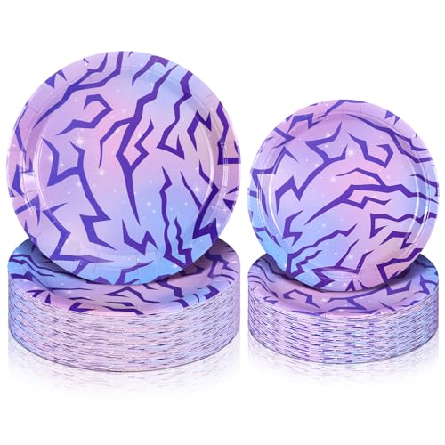 Purple Kpop Disposable Paper Plates Set - 50 Pieces, 7 & 9 Inch, Party Decor