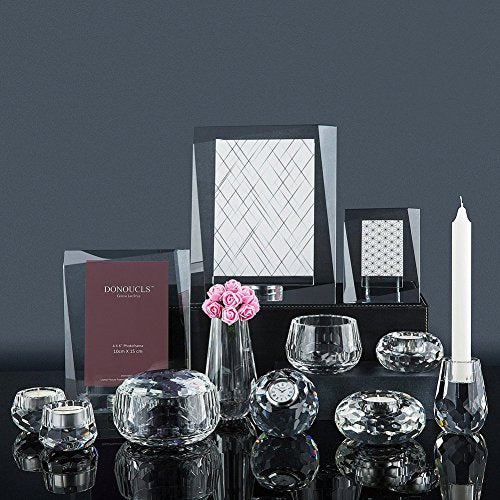 Small Crystal Flower Vase - 6 Inch Clear Decorative Vase with Gift Box for Home Wedding Christmas