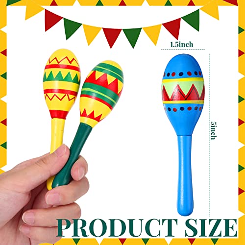 Mexican Fiesta Party Decor Set - Wooden Maracas & Mini Sombrero Hats - 18 Pieces