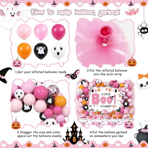 Halloween Baby Shower Balloon Arch Kit Pink Boo Decorations Party Supplies