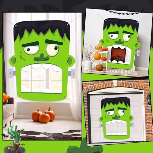 Halloween Car Decorations Kit Green Zombie Trunk or Treat Backdrop for SUV & Garage