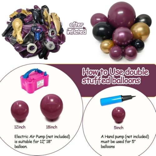 Double Stuffed Halloween Balloon Arch - Dark Purple Black & Gold Variation