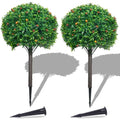 Artificial Topiary Boxwood Ball Trees Set of 2 - 30 Inch Outdoor & Indoor Faux Shrubs with UV Resistance