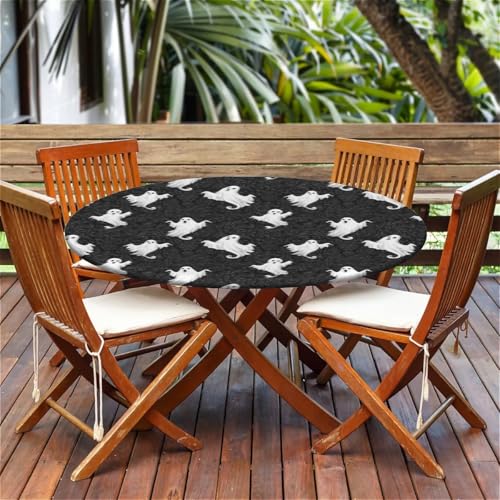 Halloween Pattern Waterproof Round Fitted Tablecloth 36" with Elastic Edge