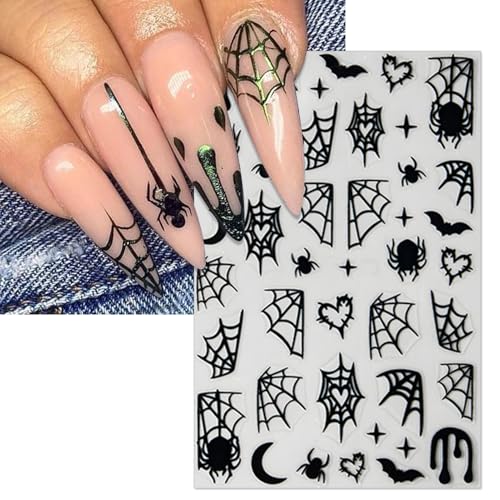 Halloween Horror Nail Stickers - Gothic Skull & Butterfly 3D Decals - 6 Sheets