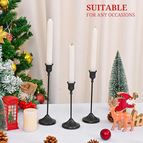 Matte Black Candlestick Holders 10 Sets (30 Pieces) - Metal Taper Candle Holders for Dining & Decor