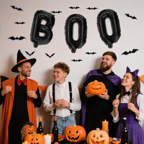 Halloween Balloons and 3D Bat Decor Set - Spooky Party Supplies