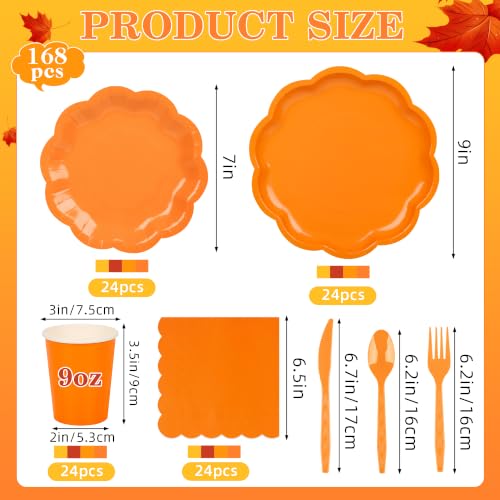 Fall Orange Paper Plate and Napkins Set for 24 Guests - Variation of THIS listing