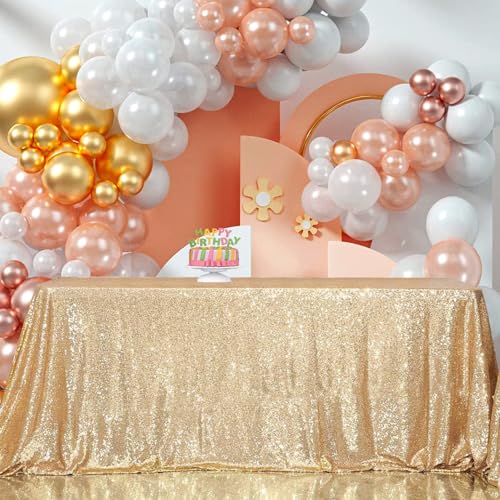 72X108 Light Gold Sequin Rectangle Tablecloth for Wedding Party Banquet