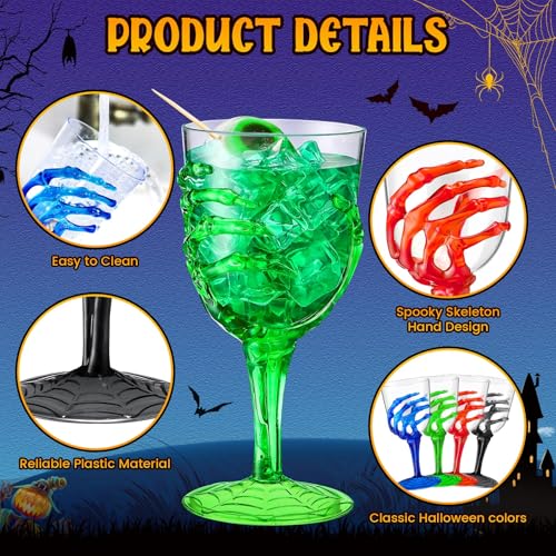 Halloween Skeleton Hand Goblets - 24 Plastic Cups for Parties & Decorations