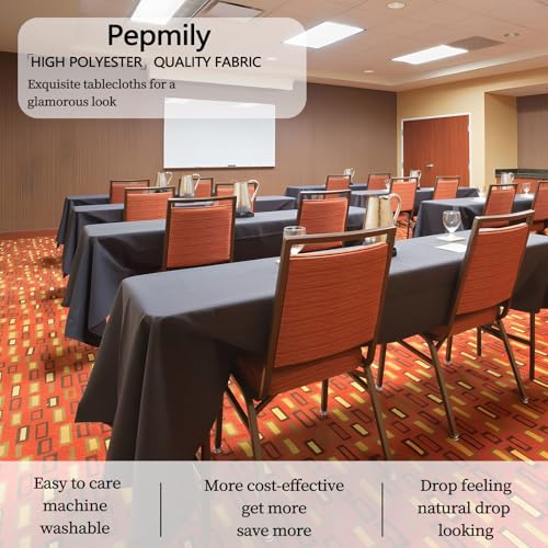 Black Tablecloth 60 x 84 Inch for 4 Foot Rectangular Tables - 8 Pack - Pepmily