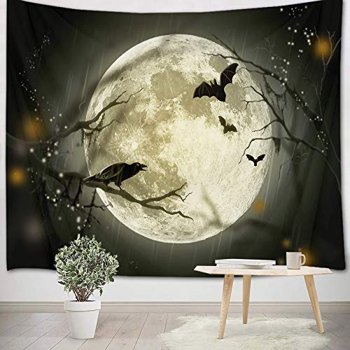 Halloween Full Moon Tapestry Wall Hanging - Grey 40x60 Inches
