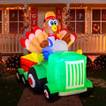 8 FT Inflatable Thanksgiving Turkey Driving Car Yard Decor with LED Lights