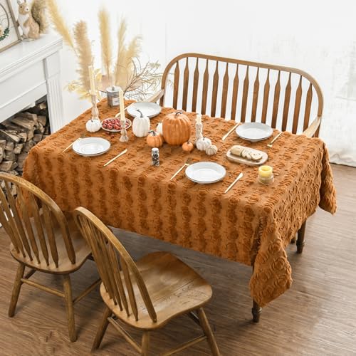 Horaldaily Fall Caramel Fur Rectangular Tablecloth 60x120 Inch Home Decor