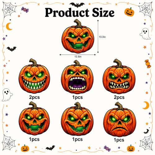 8-Pack Pumpkin Yard Signs Stakes with Glowing Eyes for Halloween Outdoor Decoration - Variation of Pumpkin