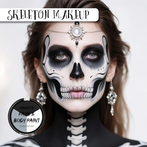 Halloween Cosplay Oil-Based Body Paint Palette - Gray, Black, White - Professional Face & Body Makeup