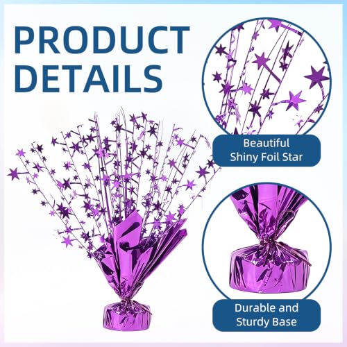 24 Pack Purple Metallic Foil Star Centerpiece Party Decorations - Burst Table Centerpieces for Birthday Graduation New Year Halloween