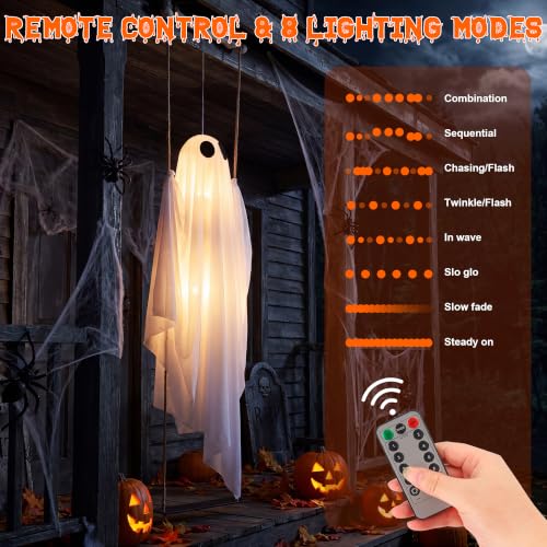 5FT Lighted Outdoor Indoor Halloween Ghost Swing Decoration - Spooky Hanging Ghost for Yard Porch Garden