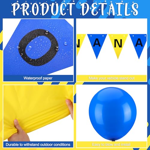 Halloween Car Decorations Kit for Trunk or Treat - 56 Pieces, Blue and Yellow Theme