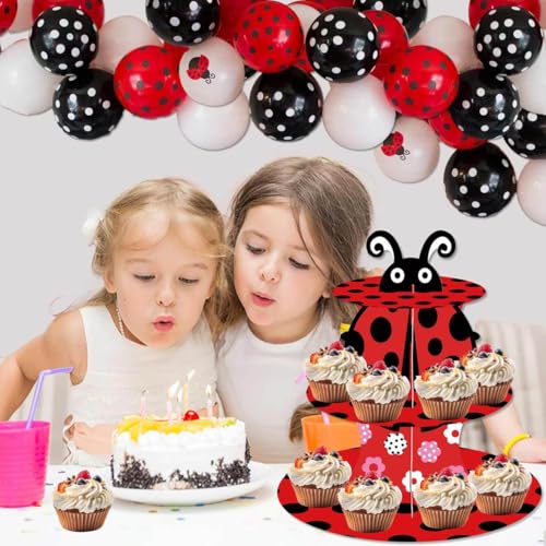 Ladybug Cupcake Stand 3-Tier Dessert Display Tower Birthday Party Decor