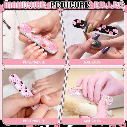 Halloween Mini Nail Files Set - Pink Boo Style, 50 Pcs for Women