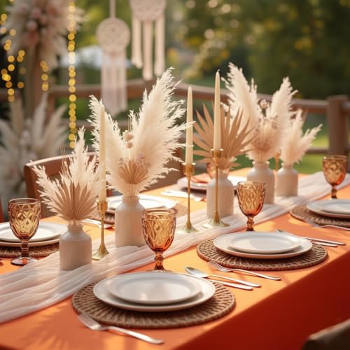 Rust Fitted Tablecloth for 8ft Tables - 4-Pack, 30x96 Inch, Fall Festival Decor