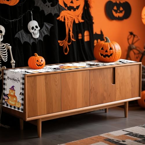 Halloween Table Runner 13x72 Inch Linen Fall Kitchen Dining Decor