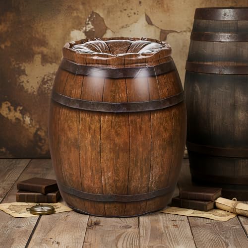 Western Cowboy Inflatable Barrel Decorations - 2 Pack, Rustic Wild West Party Props
