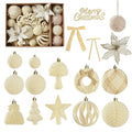White Velvet Christmas Ornaments Set - 38 Shatterproof Holiday Baubles for Tree & Decorations