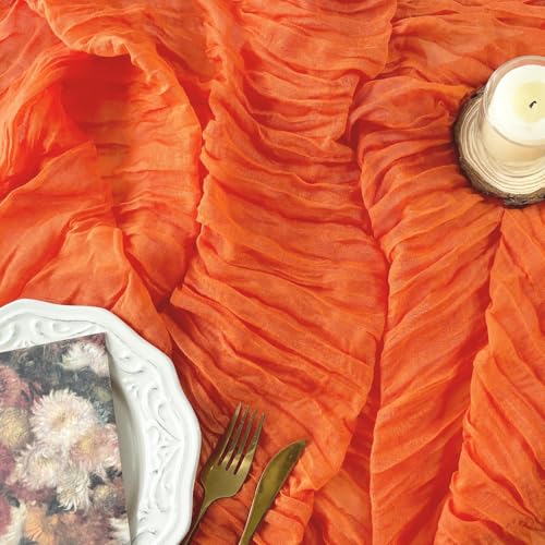 Orange Cheesecloth Table Runner 10FT for Fall Wedding Bridal Shower Home Decor - Pack of 1