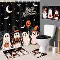 Tiamon Black Ghost Halloween Bathroom Shower Curtain Set - 7 Pcs