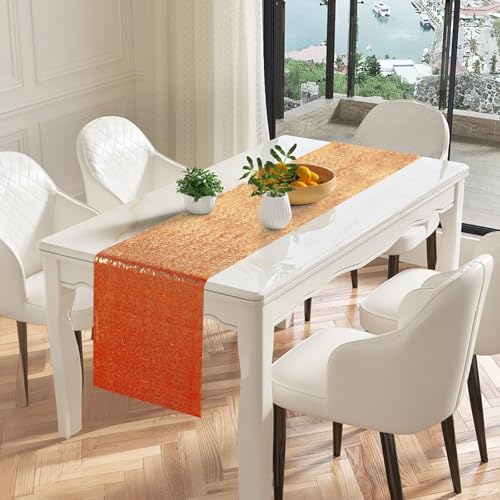 Orange Sequin Table Runners 72 Inch Length - 10 Pack for Weddings & Parties