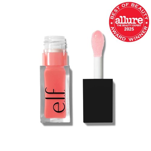 e.l.f. Glow Reviver Lip Oil - Nourishing Tinted Lip Oil with Jojoba Oil for High-Shine Finish | Pink Quartz
