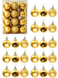 Mini Shatterproof Christmas Balls - Gold 24 Pack, 3cm Holiday Tree Ornaments with Hooks