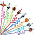Halloween Party Straw Set - 8 Reusable Plastic Skeleton Pumpkin Witch Designs