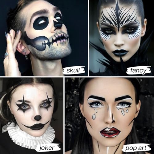 Black Face & Body Paint Cream to Powder Makeup for Halloween & Cosplay - Black Variation