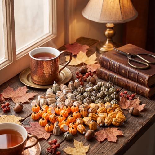 Fall Mix Mini Pumpkins Set - 80 Resin Decorations for Thanksgiving & Fall Crafts