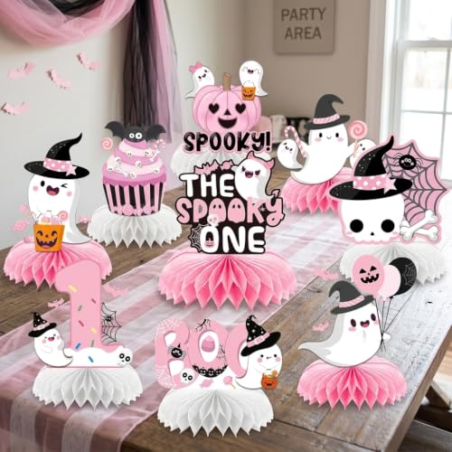 Pink Halloween Honeycomb Centerpieces - Spooky Themed Party Decorations