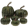 Green Artificial Foam Pumpkins for Halloween & Fall Decorations - 6 Pack