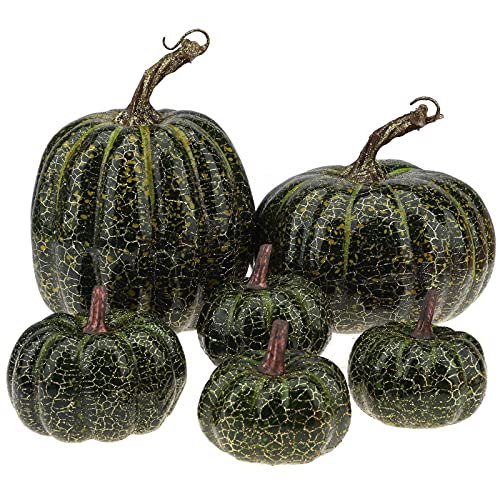 Green Artificial Foam Pumpkins for Halloween & Fall Decorations - 6 Pack