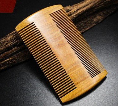 Myhsmooth Handmade Natural Green Sandalwood No Static Combs with Aromatic Scent - 2 PCS Pocket Combs for Long and Short Beards, Mustaches (4" Long Two Sides)