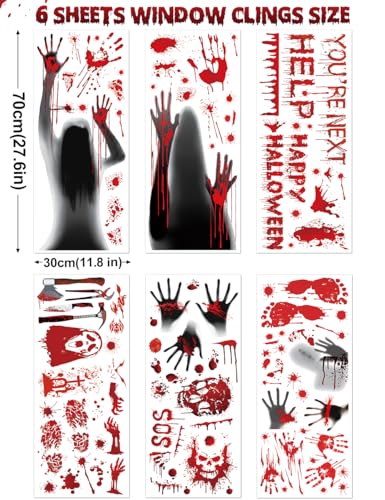 Bloody Halloween Wall Decal Set - Spooky Door Cover, Window Clings & Floor Stickers
