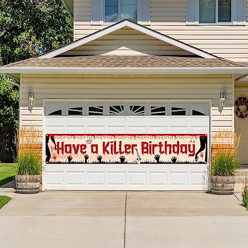 Halloween Birthday Banner - Spooky Vampire Horror Yard Decor for Parties