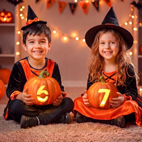 Halloween Pumpkin Lantern Set with Eerie Faces - Indoor & Outdoor Decor