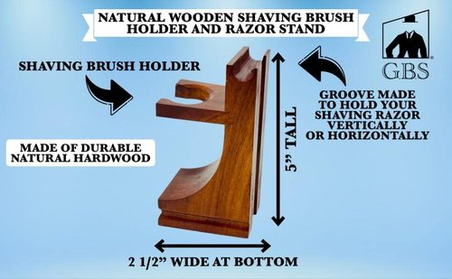 G.B.S GENTS Men's Classic Wooden Shaving Set - Brush, Stand & 3.5" Soap Bowl Included