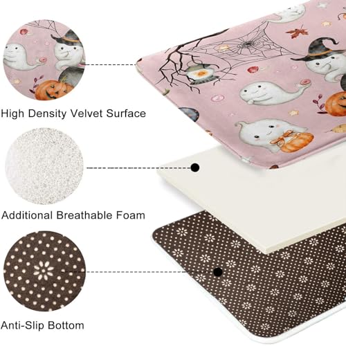 Halloween Ghost Bathroom Rug Set of 2 - Pink Halloween 16x24 & 20x32 Inch